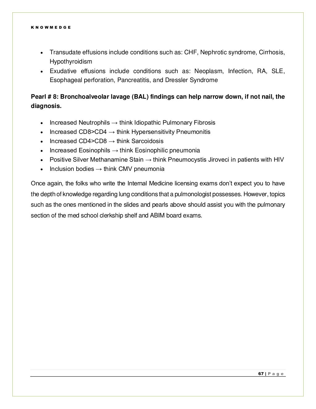 HighYield Internal Medicine Board Review Pearls