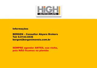 Informações

BERGEN – Consultor Abyara Brokers
Tel: 9.9143-4536
bergen@bergenimoveis.com.br


SEMPRE agendar ANTES, sua visita,
pois NÃO ficamos no plantão
 