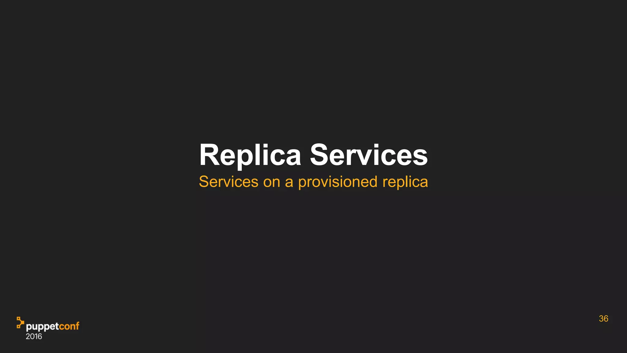 Replica Services
Services on a provisioned replica
36
 