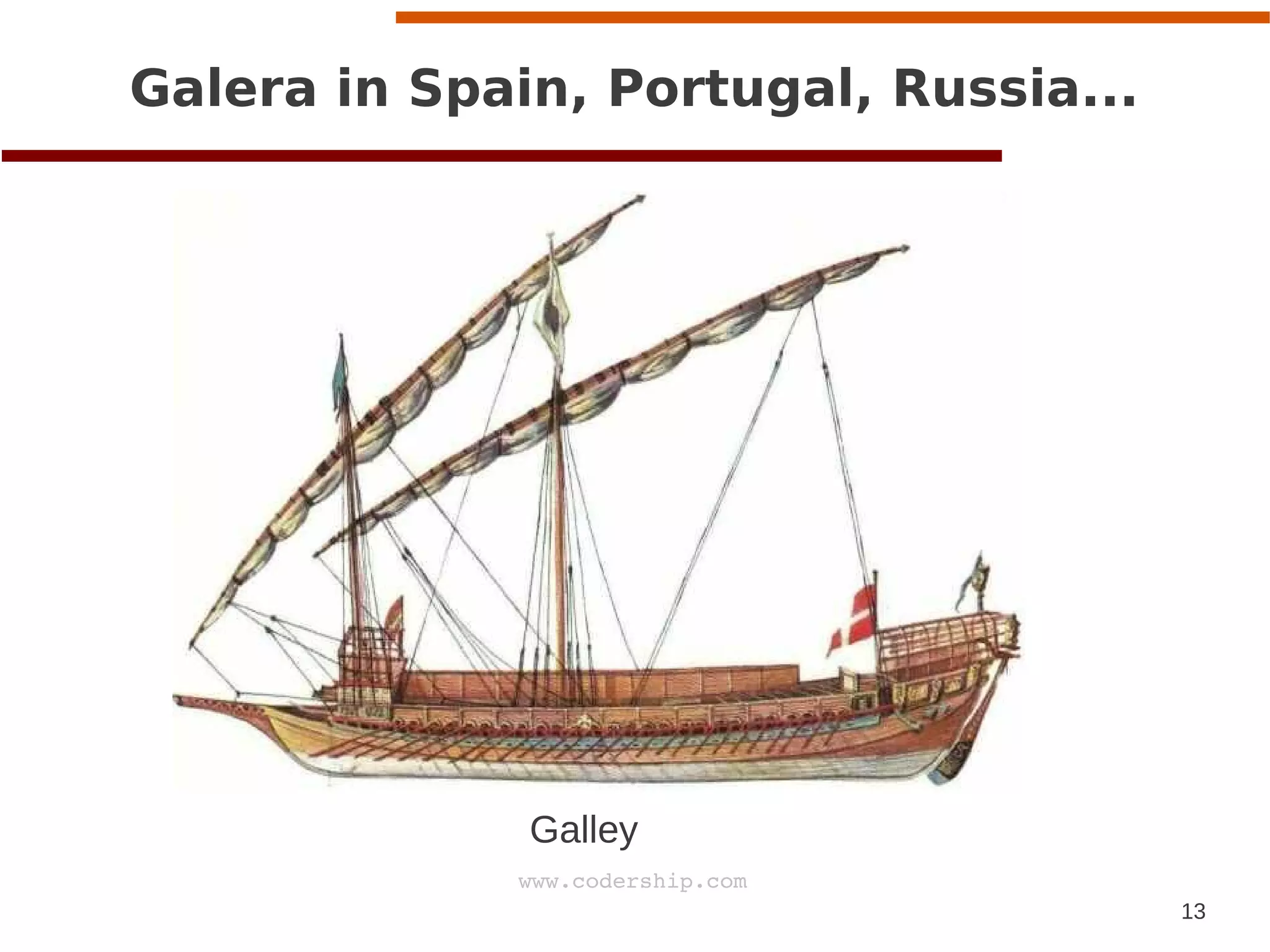 13
www.codership.com
Galera in Spain, Portugal, Russia...
Galley
 
