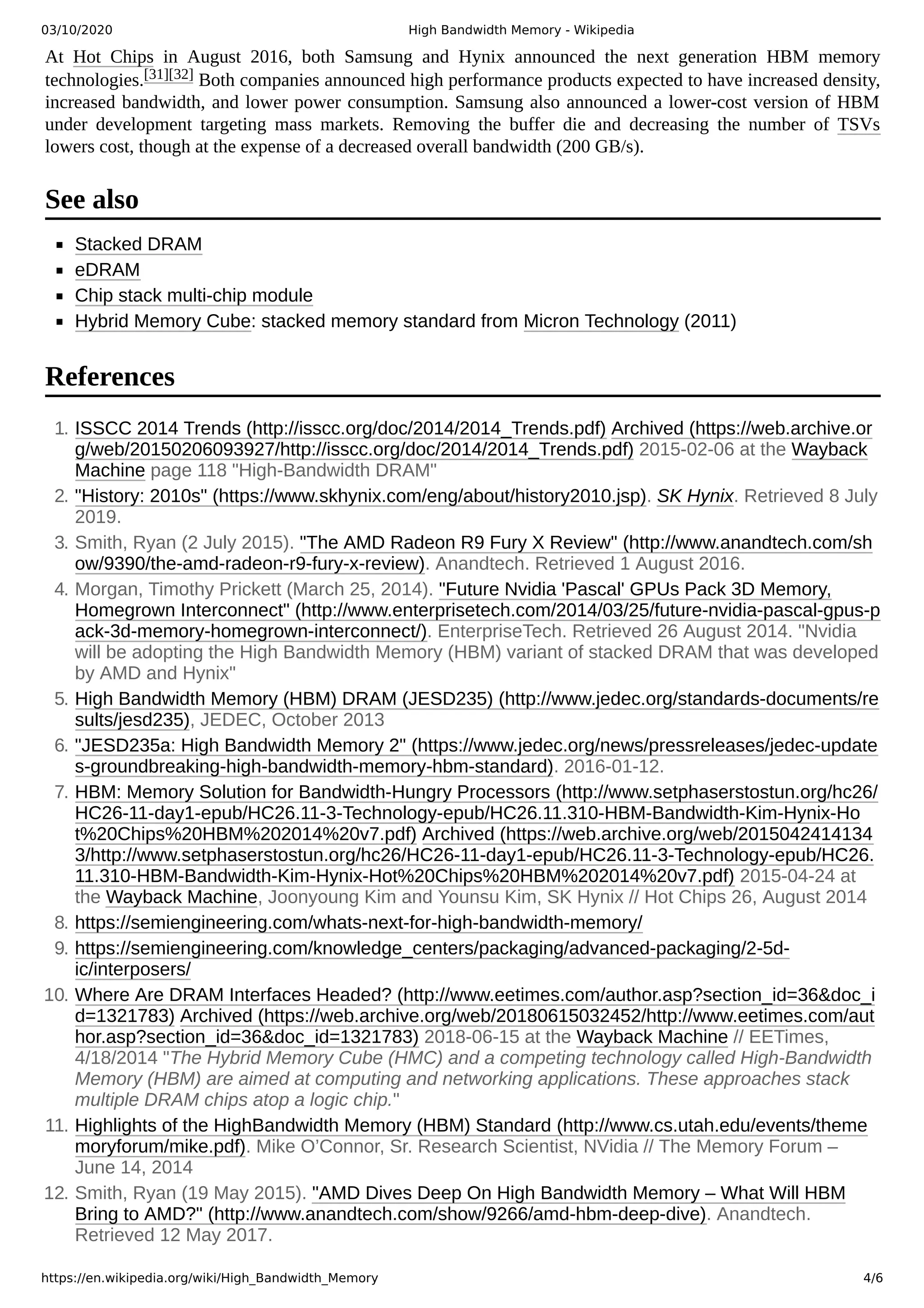 High Bandwidth Memory : Notes | PDF
