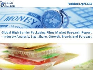 Published : April 2016
Global High Barrier Packaging Films Market Research Report
- Industry Analysis, Size, Share, Growth, Trends and Forecast
 