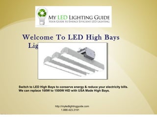 Welcome To LED High Bays
Light

Switch to LED High Bays to conserve energy & reduce your electricity bills.
We can replace 100W to 1500W HID with USA Made High Bays.

http://myledlightingguide.com
1.888.423.3191

 