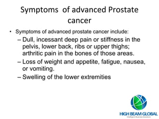 Symptoms  of advanced Prostate cancer ,[object Object],[object Object],[object Object],[object Object]
