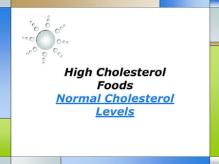 High Cholesterol
      Foods
Normal Cholesterol
      Levels
 