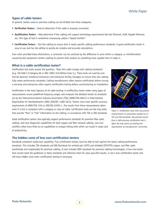 High Cost of a Low Cost Cable Certification Tester PDF High Cost of a Low Cost Cable Certification Tester PDF