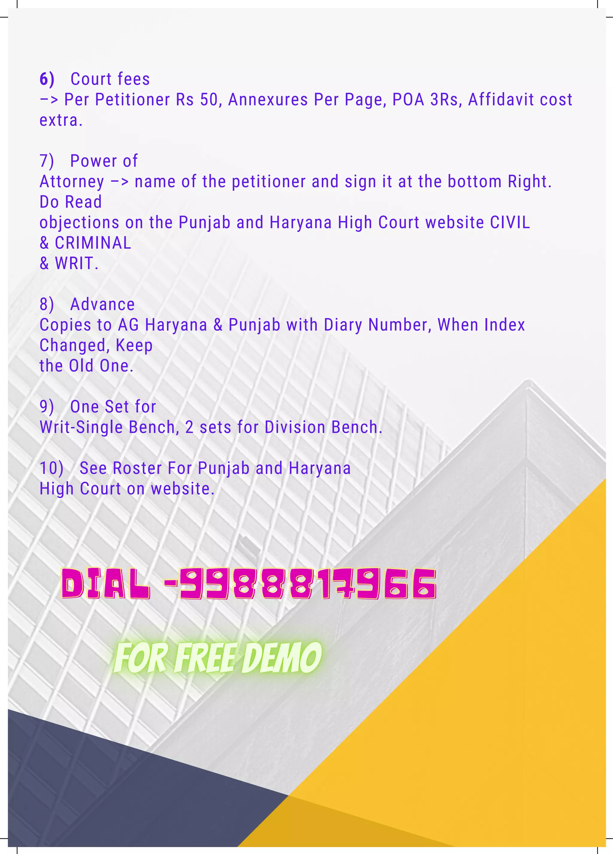 High Court Chandigarh Writ Petition Drafting | PDF