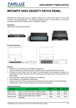 High density fiber optic cabling system apr. 2018 | PDF