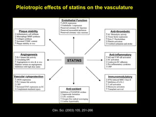 Pleiotropic effects of statins on the vasculaturePleiotropic effects of statins on the vasculature
Clin. Sci. (2003) 105, 251-266Clin. Sci. (2003) 105, 251-266
 