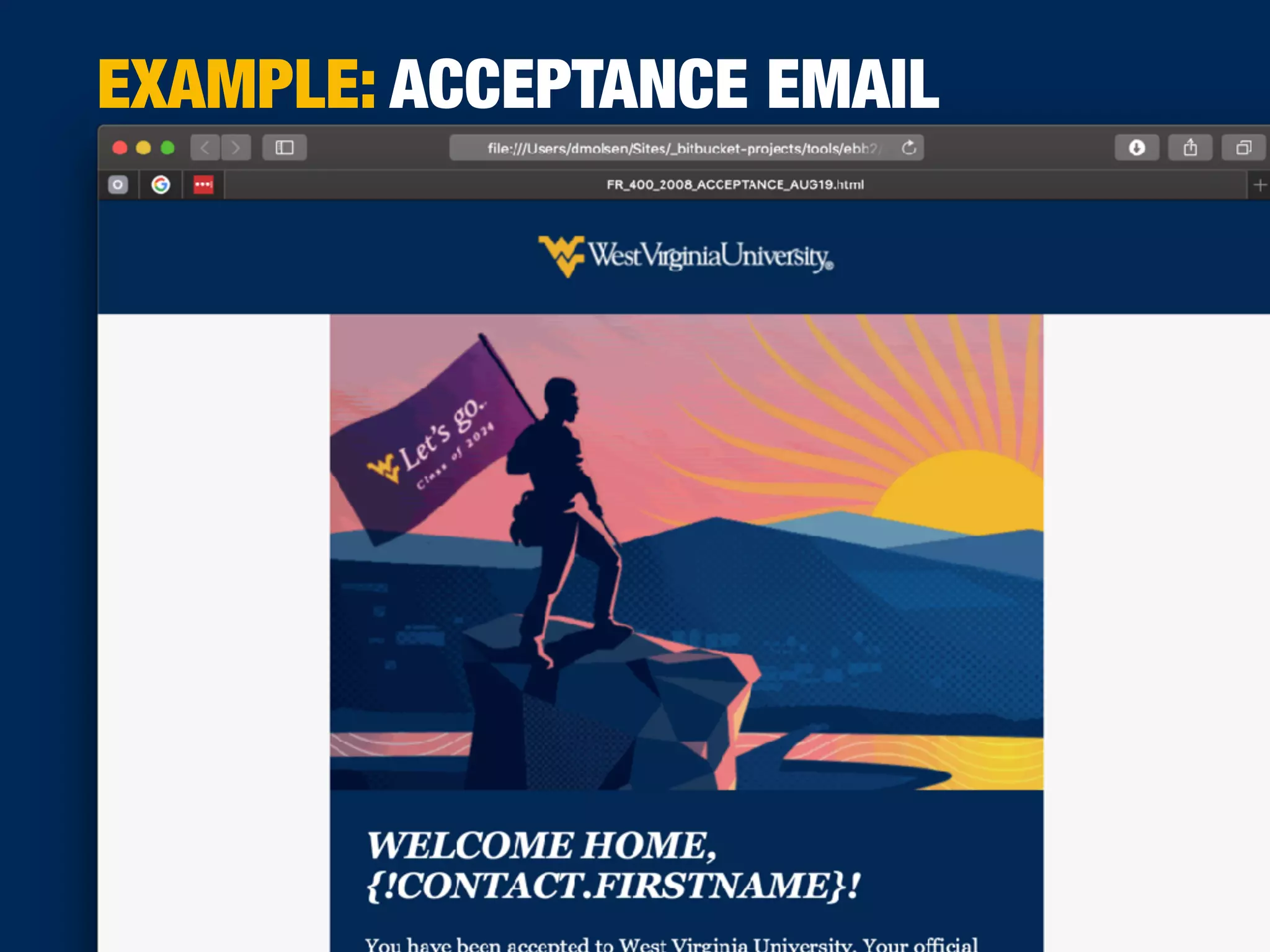 EXAMPLE: ACCEPTANCE EMAIL
 