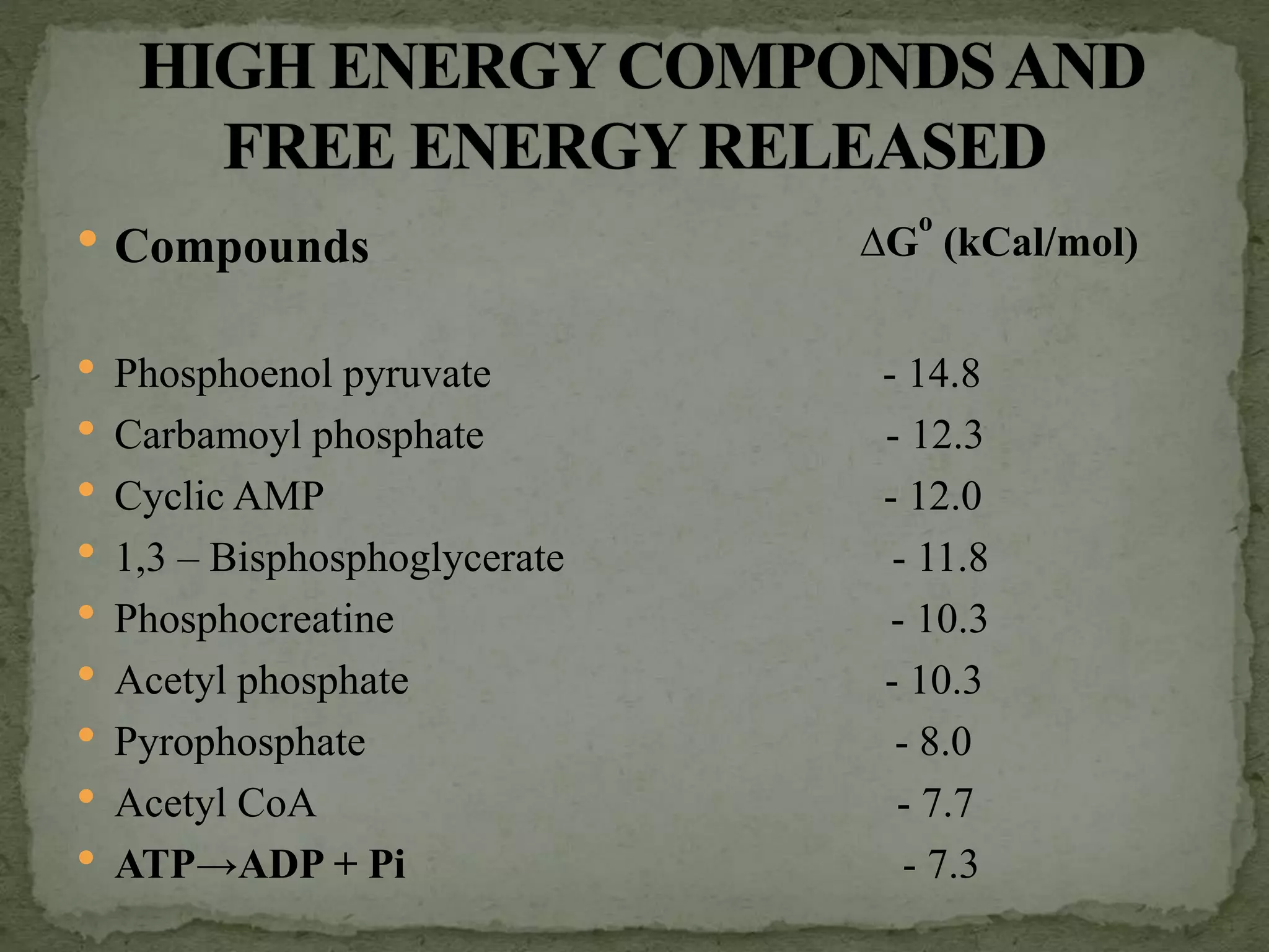 The Most Abundant High Energy Compound In Cells Is High energy compounds | PPT