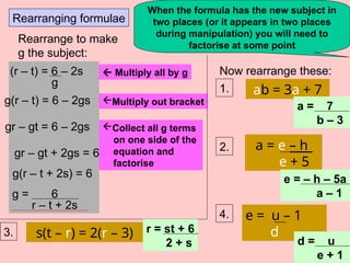 Formula Manipulation Questions higher-gcse-algebra-revision.ppt gor grade 8 students | PPT