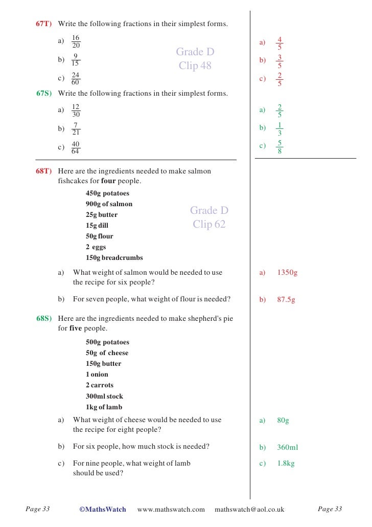 higher booklet answers_ 3 _ 1 _ 1 20 24 in simplest form