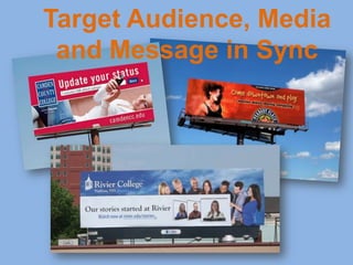 Target Audience, Media
 and Message in Sync
 
