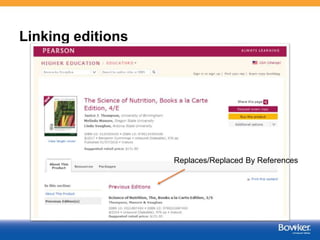 Linking editions
Replaces/Replaced By References
 