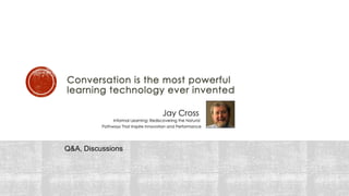  cMOOC Metrics will differ, primarily because they are worried about:
 autonomy, diversity, open-ness and interactivity & connectedness (Stephen Downes)

 These distinguish a knowledge-generating network from a mere set of connected

elements

 Autonomy – how independently are members of the network/community?
 Diversity – how different are the members?
 Open-ness – how easy is it to communicate across the course barriers

 Connectedness – who are we connected with and what are the ties that bind us
 (Indicative Metrics - http://learnos.wordpress.com/2009/03/08/connectivis-metrics/ )

 