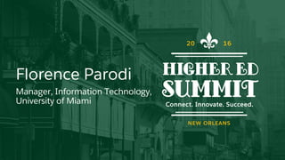 Florence Parodi
Manager, Information Technology,
University of Miami
 