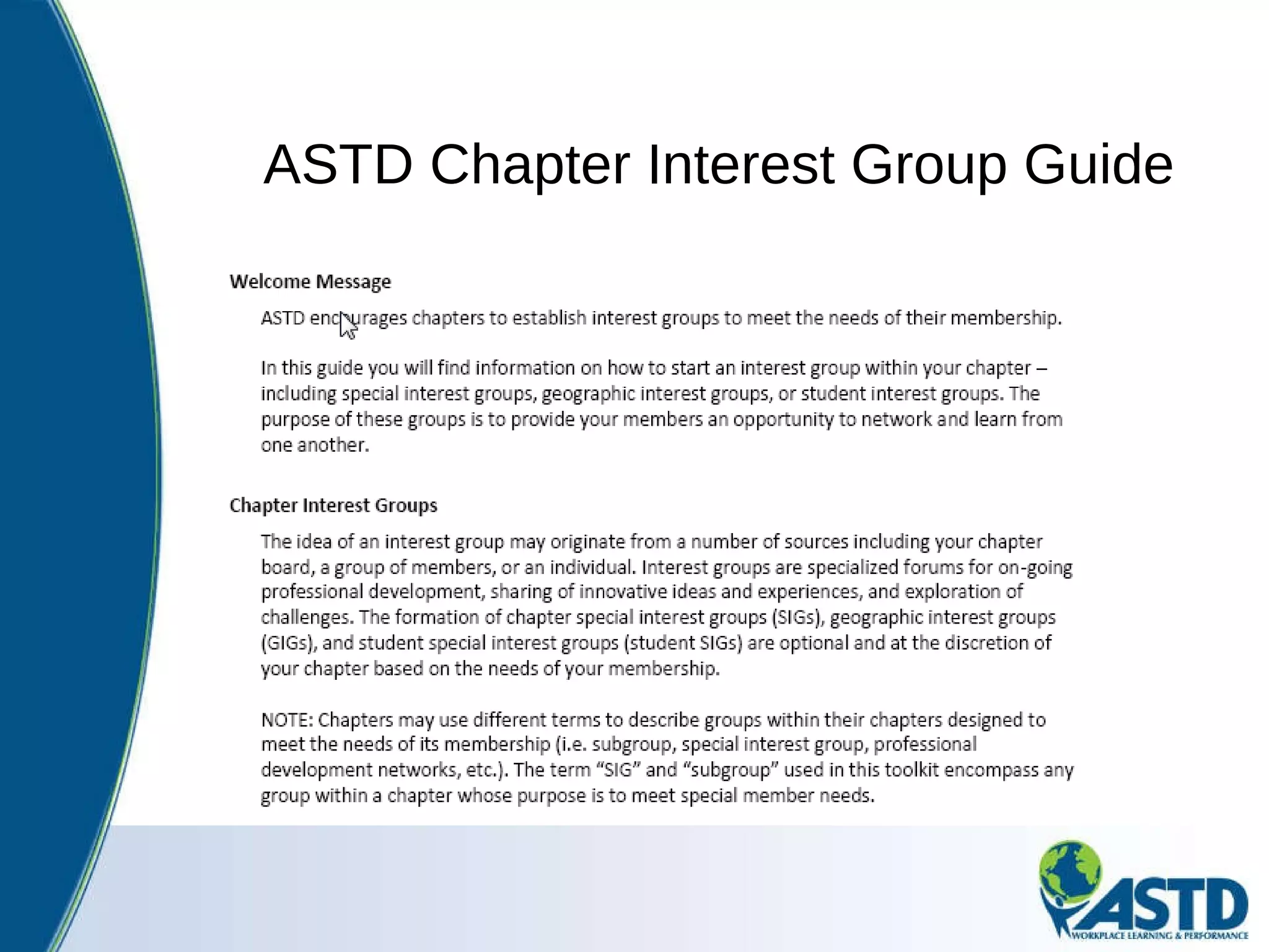 ASTD Chapter Interest Group Guide 