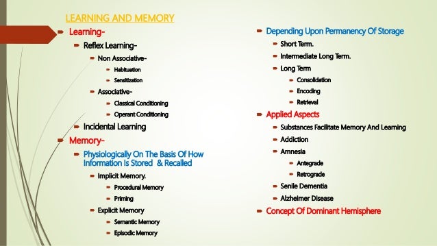 Learning and Memory