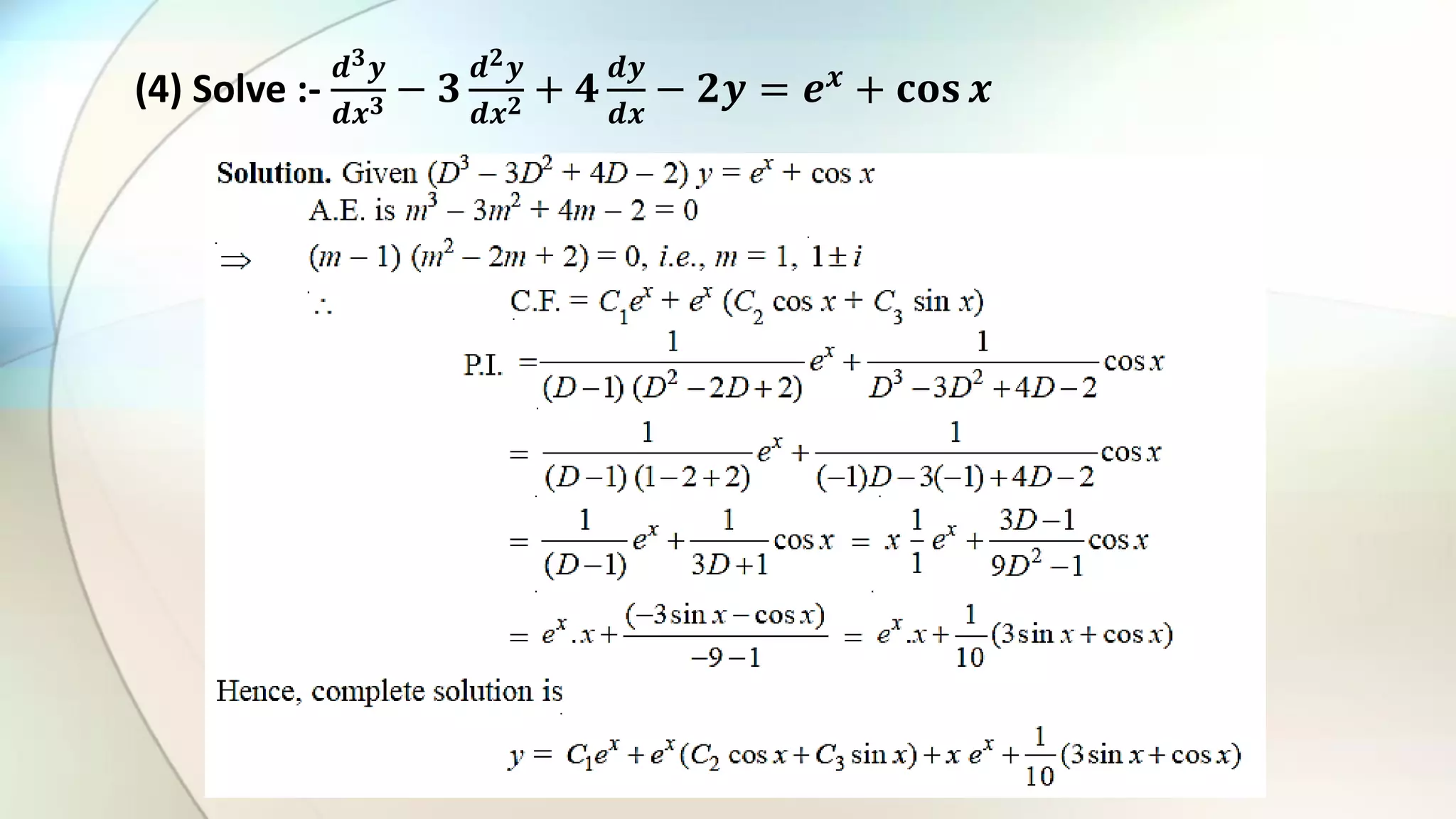 Higher Order Differential Equation | PDF