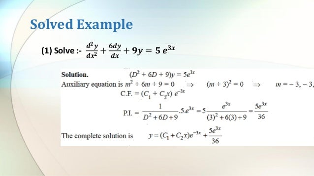 Higher Order Differential Equation Higher Order Differential Equation
