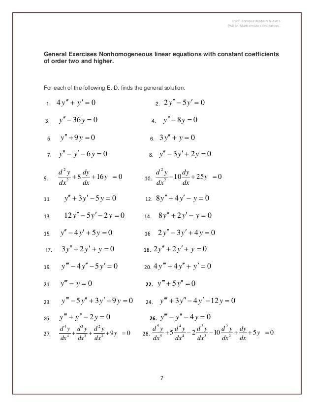 Higher order differential equations