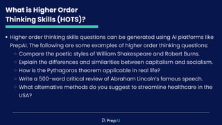 Higher Order Thinking Skills (HOTS) - By PrepAI | PDF