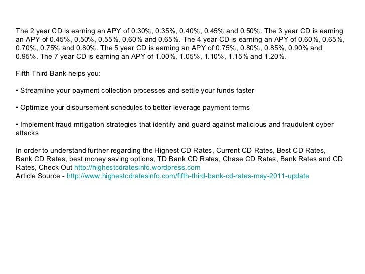 Highest cd rates from fifth third bank