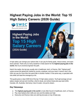 Top Highest Paying Jobs in the World 2026 | PDF