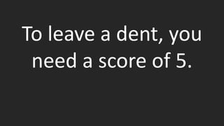 To leave a dent, you
need a score of 5.
If you didn’t score a 5 today, it’s time to start doing things differently.
 