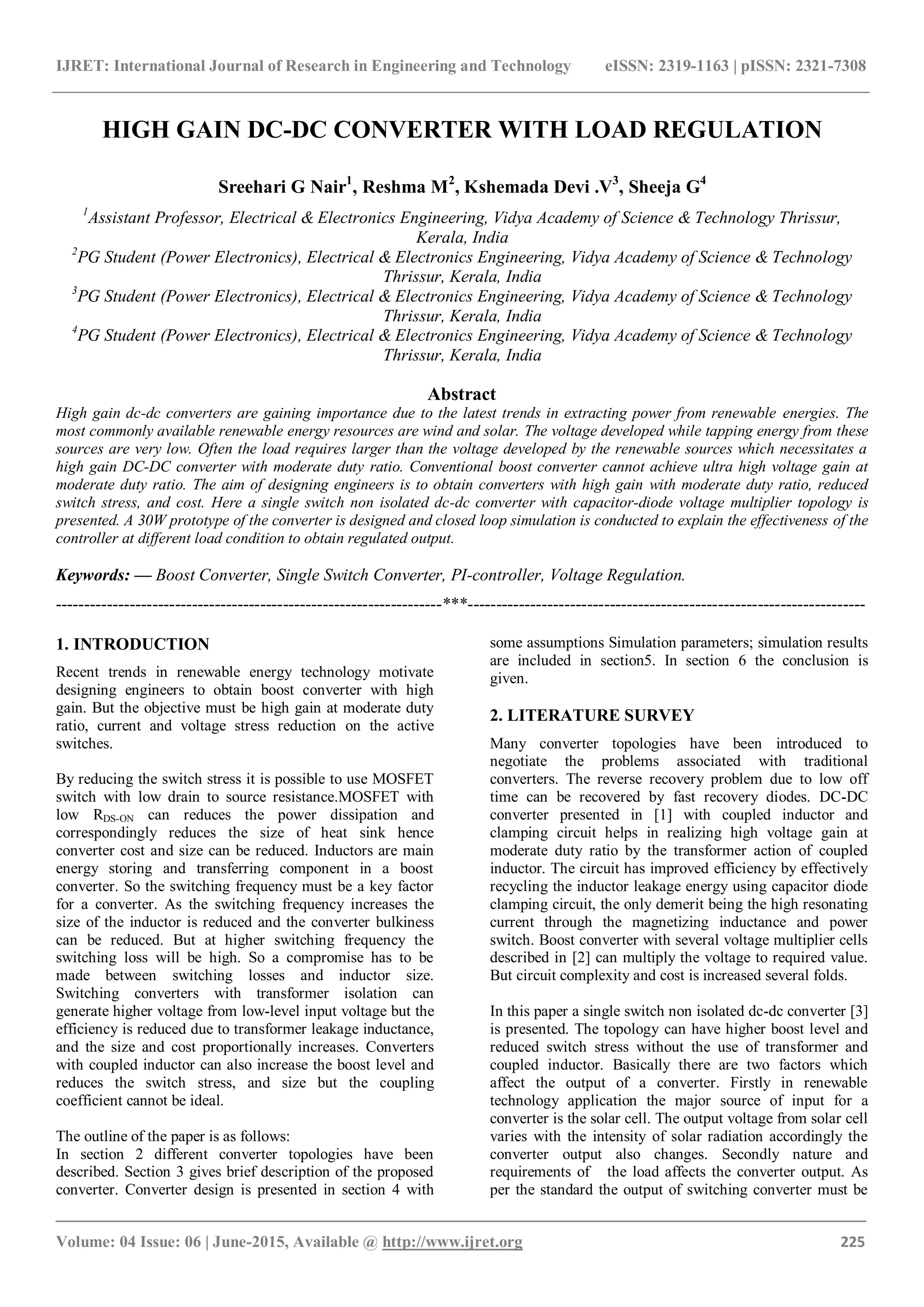 High gain dc dc converter with load regulation | PDF