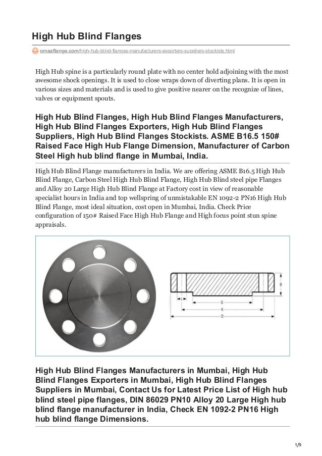 High Hub Blind Flanges Exporters In India.pdf