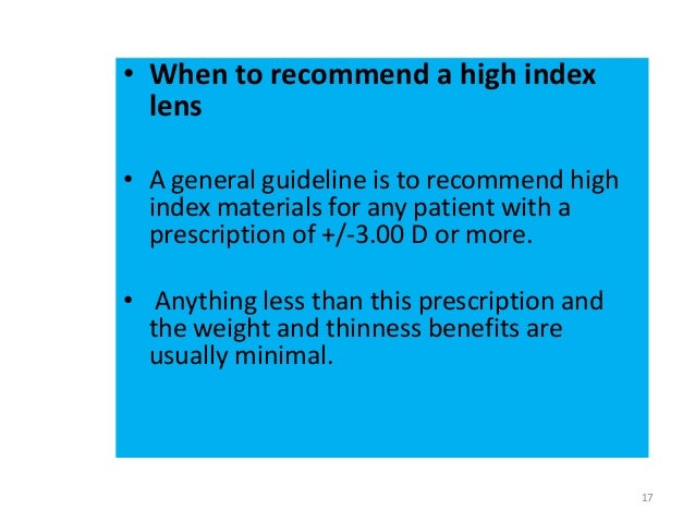 high index lenses