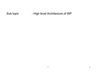 Sub topic   : High level Architecture of ISP




                        *                      1
 
