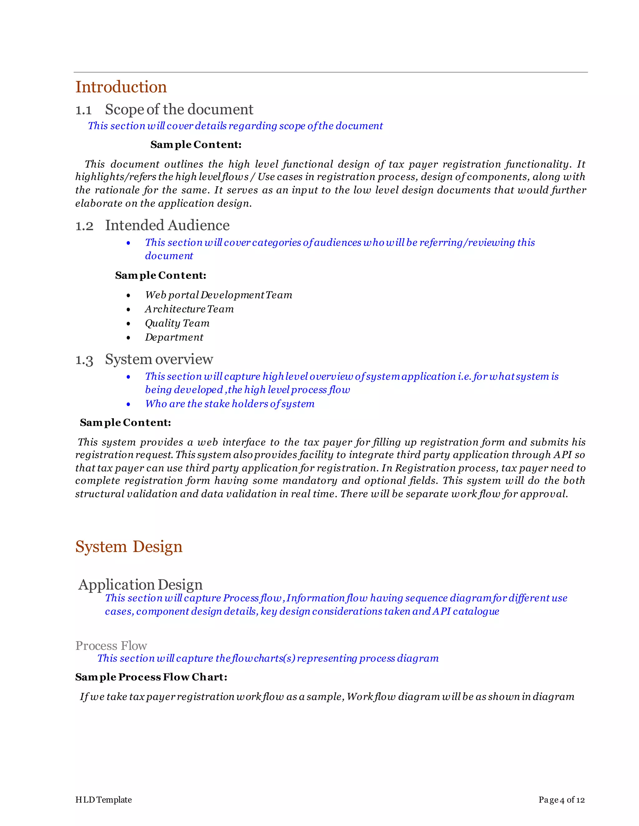 High level design document template | DOCX