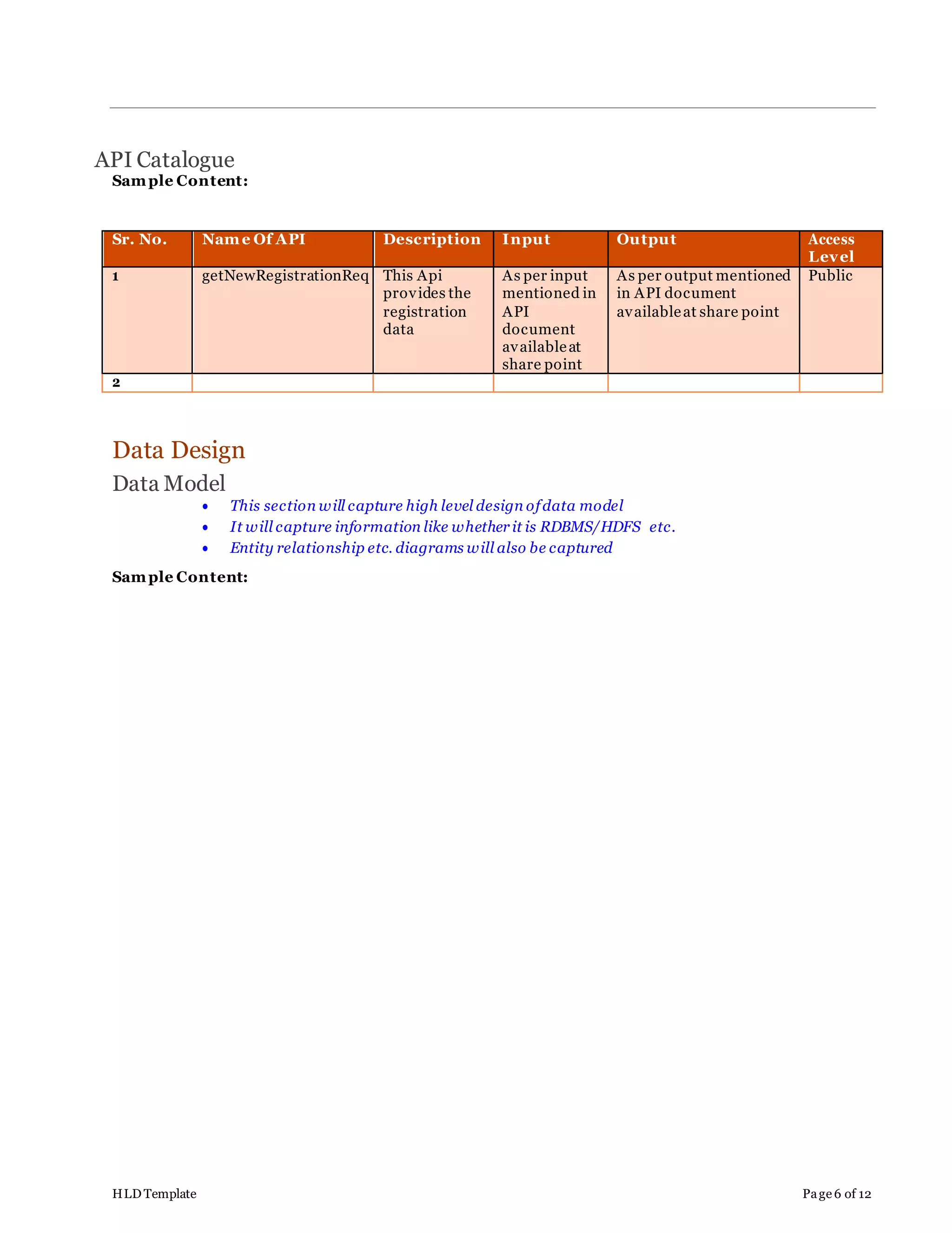 High level design document template | DOCX