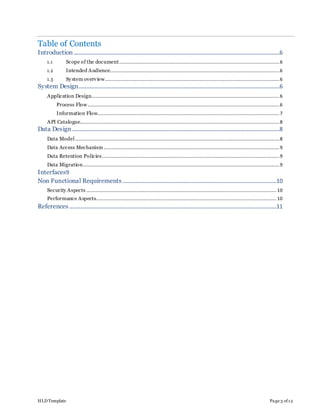 High level design document template High level design document template