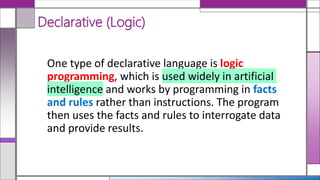 High Level Languages (Imperative, Object Orientated, Declarative) | PPT