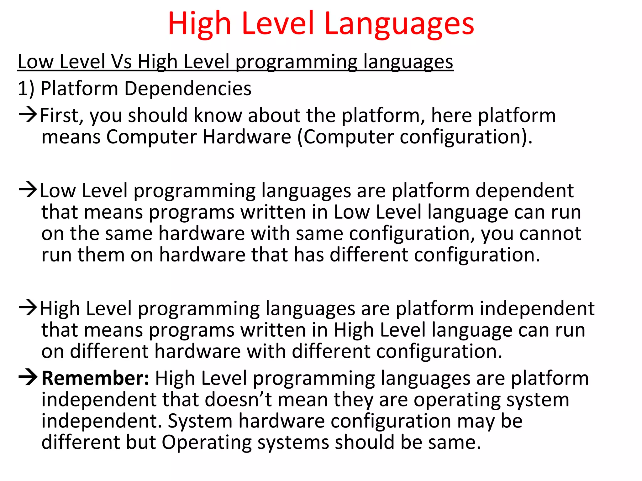 High level languages representation | PPT | Programming Languages ...