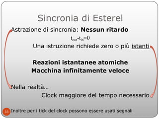 Sincronia di Esterel
     Astrazione di sincronia: Nessun ritardo
                          tout-tin=0
             Una is...