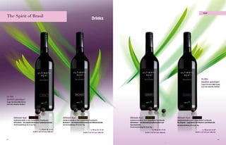 açaí

The Spirit of Brasil
                                                                                                                    Drinks




                                                                                                                                                                                                                                          Im Abo
                                                                                                                                                                                                                                          deutlich günstiger!
                                                                                                                                                                                                                                          Fragen Sie Ihren NWA Partner
                                                                                                                                                                                                                                          nach dem aktuellen Aboflyer!




Im Abo
deutlich günstiger!
Fragen Sie Ihren NWA Partner
nach dem aktuellen Aboflyer!




          Ultimate Açaí -         VITAL                                   Ultimate Açaí - BALANCE                                          Ultimate Açaí - ENERGY                                    Ultimate Açaí - CLASSIC
          Açaíbeerenextrakt in einer ausgewählten Fruchtcuvée.            Açaíbeerenextrakt in einer ausgewählten Fruchtcuvée.             Açaíbeerenextrakt in einer ausgewählten Fruchtcuvée.      Açaíbeerenextrakt in einer ausgewählten Fruchtcuvée.
          Erfrischend – mit polyphenolereichem Traubenkernextrakt.        Besinnlich – mit Himbeersaftkonzentrat und Melissenextrakt.      Optimistisch – mit Holunderbeersaftkonzentrat und         Das Original – angereichert mit Vitamin C und Vitamin B2.
          Verzehrempfehlung: 60 ml pro Tag                                Verzehrempfehlung: 60 ml pro Tag                                 Guaranaextrakt.                                           Verzehrempfehlung: 60 ml pro Tag
                                                                                                                                           Verzehrempfehlung: 60 ml pro Tag
                                                1 x 740 ml | Nr. 10 173                                          1 x 740 ml | Nr. 10 176                                   1 x 740 ml | Nr. 10 170                                         1 x 740 ml | Nr. 10 167
                                     34,90 € | (47,16 € pro 1000 ml)                                                                                                                                                            34,90 € | (47,16 € pro 1000 ml)
                                                                                                       34,90 € | (47,16 € pro 1000 ml)                           34,90 € | (47,16 € pro 1000 ml)



22                                                                                                                                                                                                                                                                   23
 