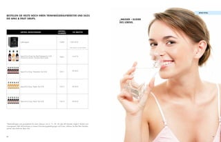 apaS vital

bestellen sie heute noch ihren trinkWasseraufbereiter unD Dazu
Die apas & fruit sirups.                                                                                                       „Wasser – elixier
                                                                                                                               Des lebens.


                                                                         artikel-
                   artikel bezeichnung                                                          Vk brutto
                                                                         nummer




                   Auftischgerät                                           10492          1.995,00 €


                                                                                          Oder bequem in mtl. kleinen Raten*




                   Apas & Fruit Sirups 3er Pack Probierset (3x 0,5l)                          14,97 €
                                                                           10621
                   (Geschmacksrichtungen: Grenadine/Peach/Apple)




                                                                                              29,94 €
                   Apas & Fruit Sirup “Grenadine“ (6x 0,5l)                10511




                   Apas & Fruit Sirup “Apple“ (6x 0,5l)                    10512              29,94 €




                   Apas & Fruit Sirup “Peach“ (6x 0,5l)                    10513              29,94 €




*Ratenzahlungen sind grundsätzlich für einen Zeitraum von 6, 12, 24, 36 oder 48 Monaten möglich. Bonität wird
vorausgesetzt. Mehr Informationen zu unseren Finanzierungssbedingungen und Zinsen, erfahren Sie über Ihren Vertriebs-
partner oder direkt bei Apas Vital.



90                                                                                                                                                              91
 