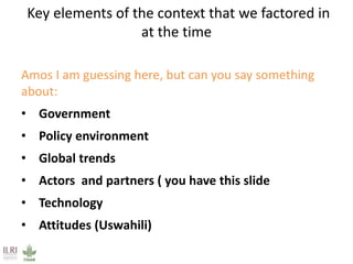 Maziwa Zaidi:Highlights:experiment to improve AR4D