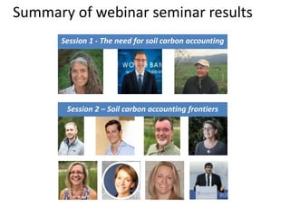 Summary of webinar seminar results
Session 1 - The need for soil carbon accounting
Session 2 – Soil carbon accounting fron...