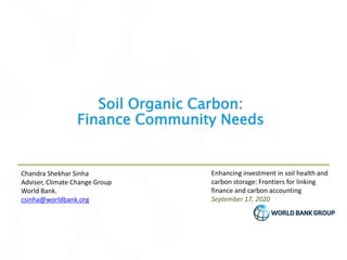 SOC MRV Finance Hackathon Day 1 Deep Dives: Soil Organic Carbon - Finance Community Needs