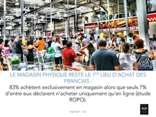 LE MAGASIN PHYSIQUE RESTE LE 1ER LIEU D’ACHAT DES
FRANCAIS :
83% achètent exclusivement en magasin alors que seuls 7%
d’entre eux déclarent n’acheter uniquement qu’en ligne (étude
ROPO).
Copyright: miamism
Highlights – Q2
 