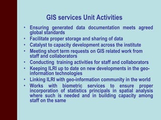 Overview of Geo-Information Applications in ILRI