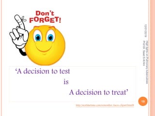 ‘A decision to test
is
A decision to treat’
12/01/2019
19
HighlightsonPulmonarytuberculosis
Prof.Dr.SaadSAlAni
http://worldartsme.com/remember-faces-clipart.html#
 