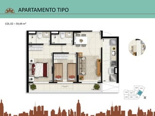 APARTAMENTO TIPO
COL 02 – 59,44 m²
 