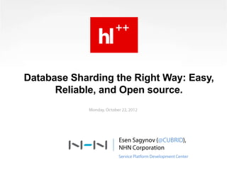 Database Sharding the Right Way:
Easy, Reliable, and Open source.
 